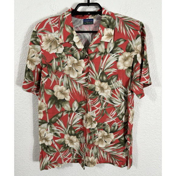 Country Club Tops - Vintage Koret Country Club Hawaiian Shirt Petite Size‎ M Multicolor Floral